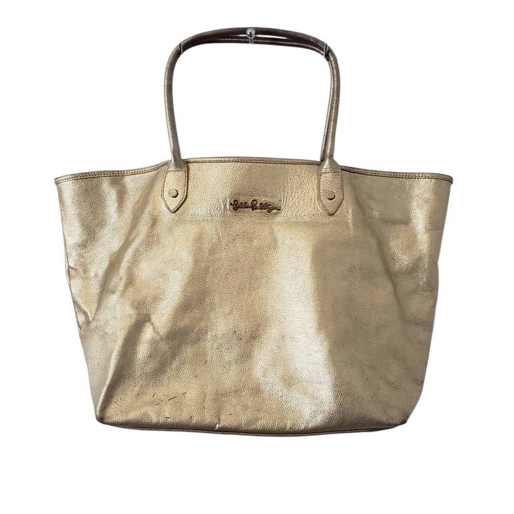 Lilly Pulitzer Large LaLa Leather Tote Shoulder Bag